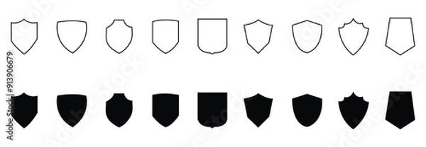 Obraz shield editable stroke and fill vector symbol set