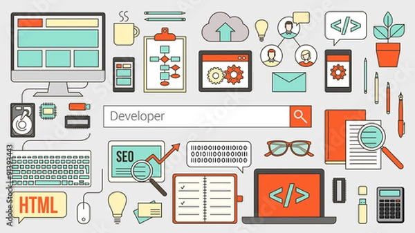 Fototapeta Web and software developer