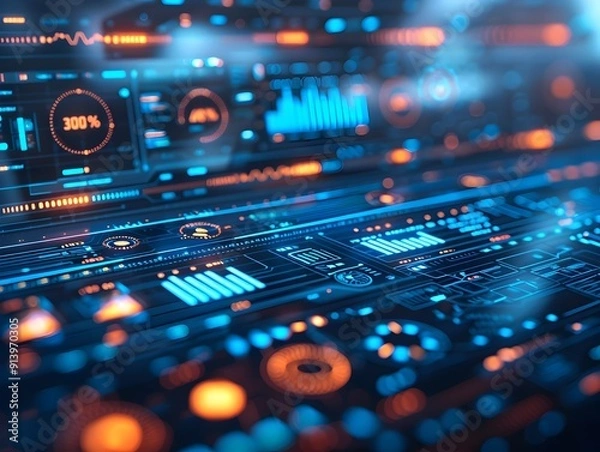 Fototapeta AI Driven Financial Data Analysis and Digital Interface Concept