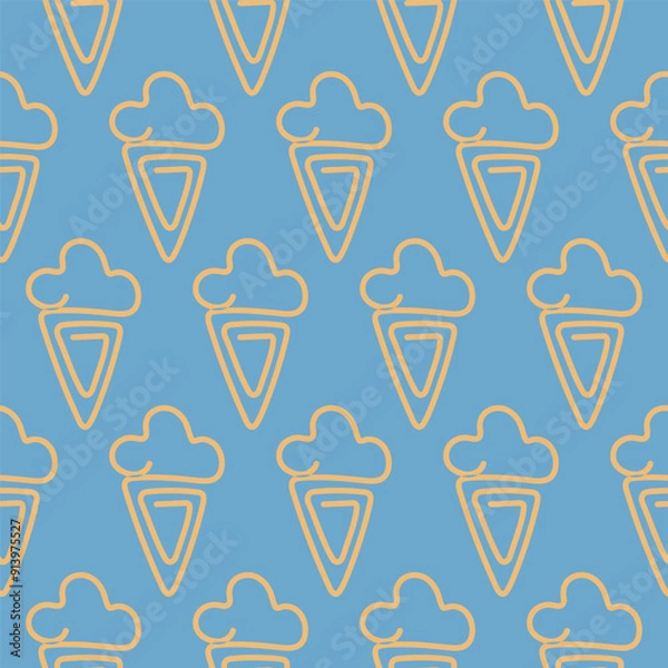 Obraz Seamless Pattern with Ice cream-Shaped Paper Clips for School Preparation.