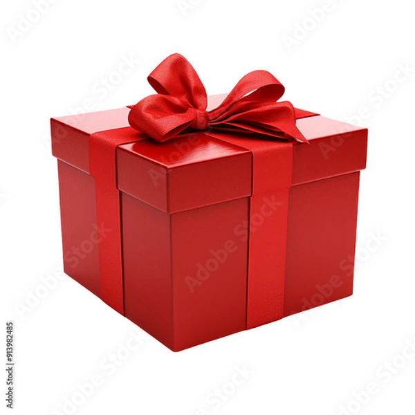 Fototapeta red gift box with ribbon isolated