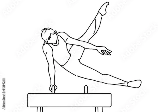 Fototapeta オリンピックであん馬の演技をする男子体操選手