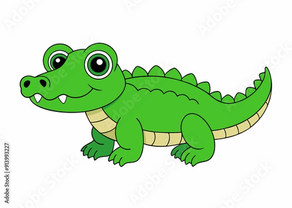 Fototapeta Vector illustration of a fierce crocodile with sharp teeth and scaly skin, perfect for wildlife, animal logos, and nature-themed designs.