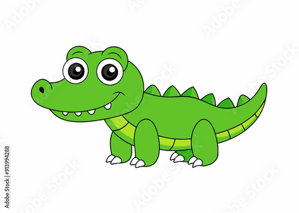 Fototapeta Vector illustration of a fierce crocodile with sharp teeth and scaly skin, perfect for wildlife, animal logos, and nature-themed designs.
