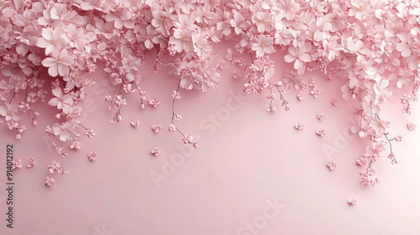 Obraz Elegant colorful with vibrant flower hanging branches illustration background. Bright color 3d abstraction wallpaper for interior mural, Generated by AI	
