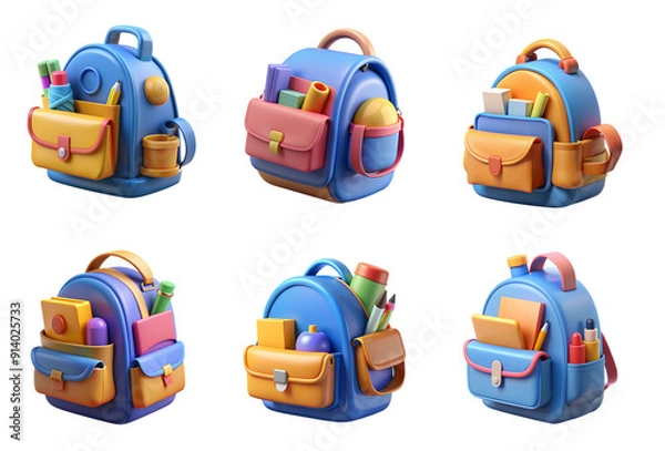 Fototapeta The backpack set icon is isolated on a transparent background.