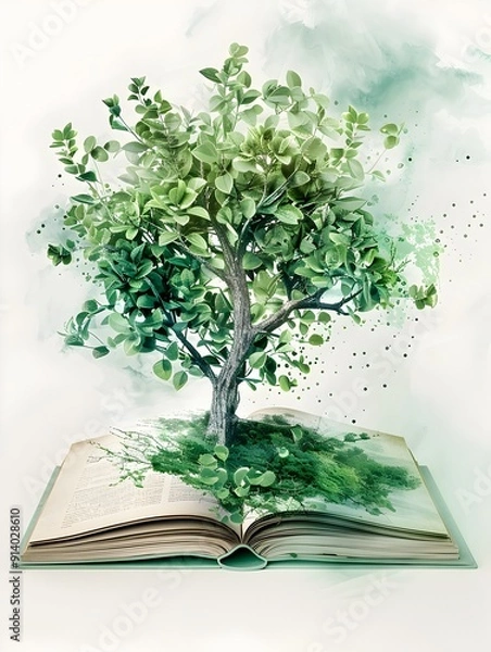 Obraz Burst of Wisdom A Flourishing Tree of Knowledge in Watercolor