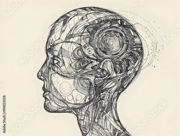 Obraz Interconnected Mind A Minimalist of Cerebral Creativity