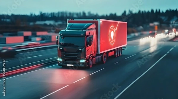 Obraz Delivery Truck with GPS Tracking for Efficient Logistics Management