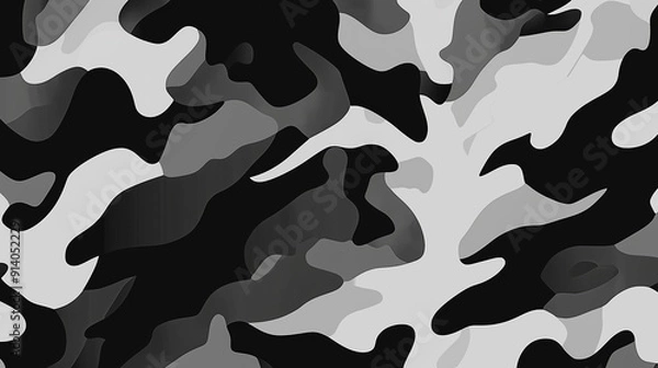 Fototapeta Stylized Black and Gray Camouflage Pattern