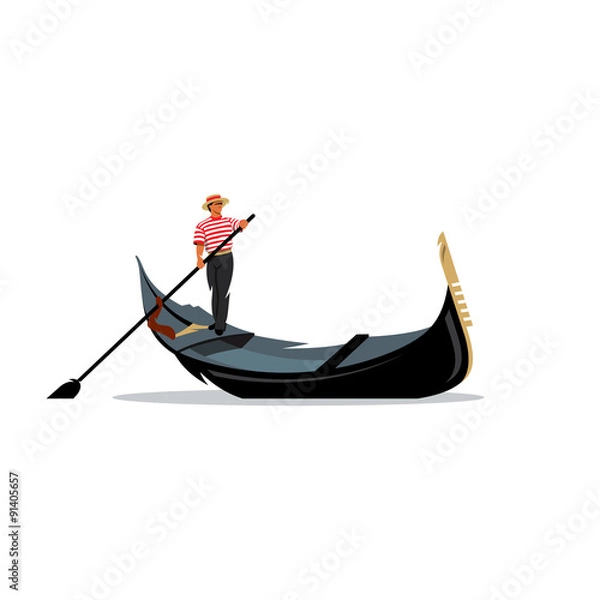 Fototapeta Wenecja gondola, wioślarstwo gondolier wiosło znak. Ilustracji wektorowych.