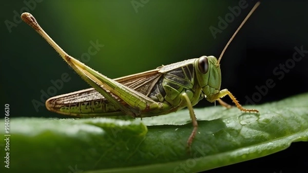 Obraz grasshopper on a leaf