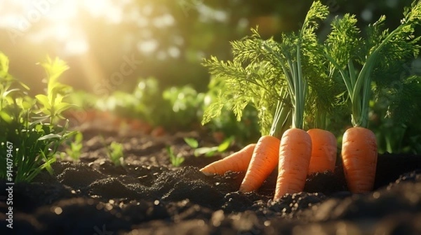 Fototapeta carrots in the ground, Generative AI