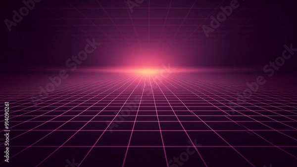 Obraz Minimalist Synthwave Grid Background for YouTube Thumbnail