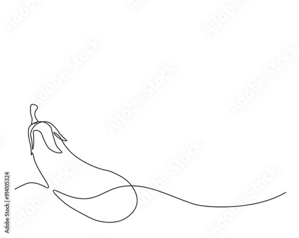 Obraz One continuous line drawing eggplant vegetable. eggplant single line illustration.