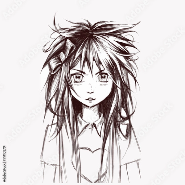 Obraz Japanese Manga style girl vector