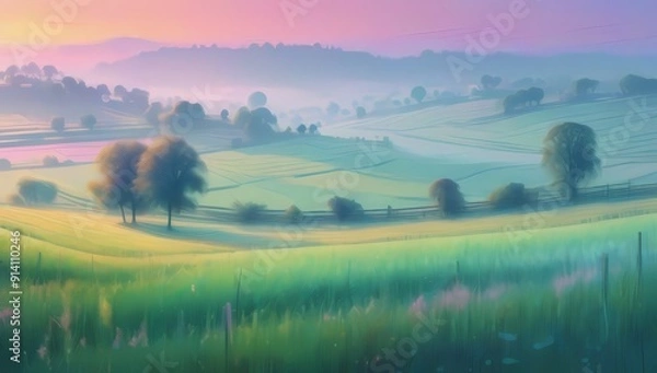 Fototapeta landscape with fog wallpaper generative ai