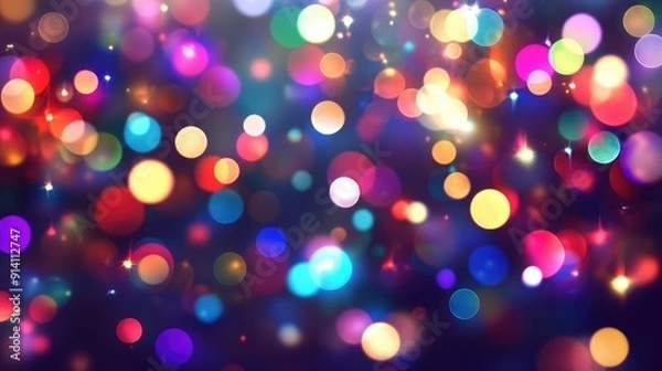 Fototapeta Festive colorful bokeh confetti floating against a lively background, creating a joyful atmosphere.