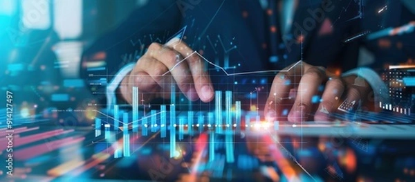Fototapeta Businessman Analyzing Data on Digital Tablet