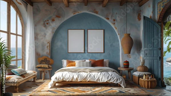 Obraz home painting two mockups, bedroom interior, drawing room wall art mockup, house wall canvas mockup, home interior background design