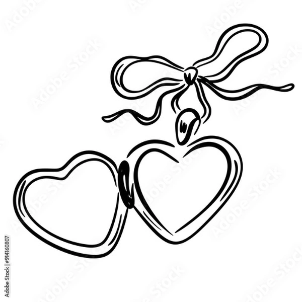 Obraz Hand Drawn Heart Locket Illustration