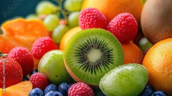 Fototapeta Close-up of genetically engineered fruit with unusual colors