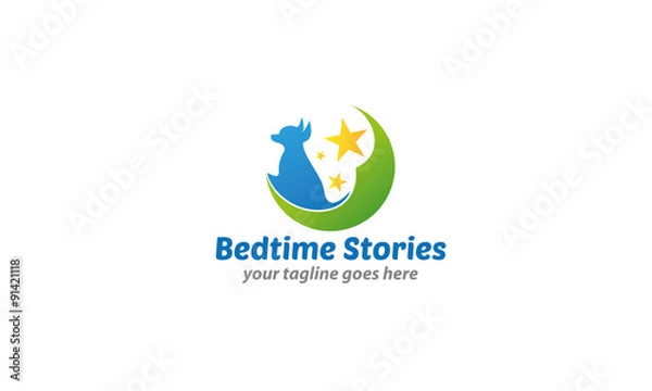 Fototapeta Bedtime Stories Logo Template