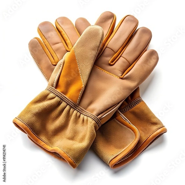 Obraz Leather safety gloves isolated on white
