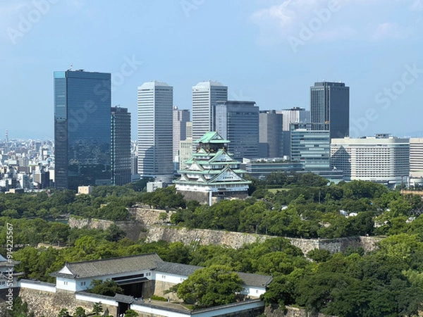 Fototapeta 大阪城と大阪ビジネスパーク