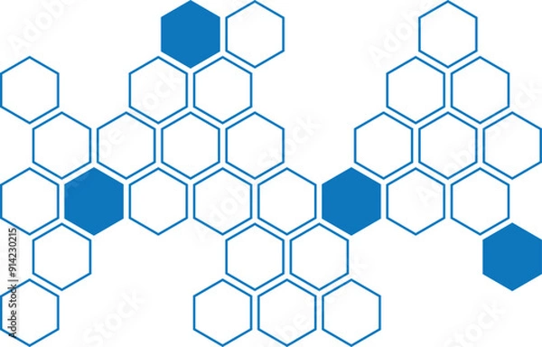 Fototapeta simple abstract blue color creative geometric hexagon honeycomb polygon pattern