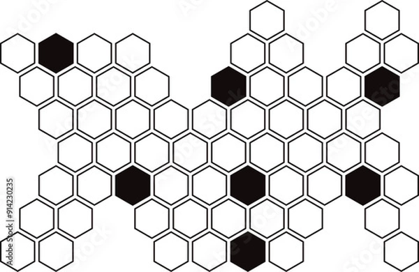 Fototapeta  simple abstract black color creative geometric hexagon honeycomb polygon pattern