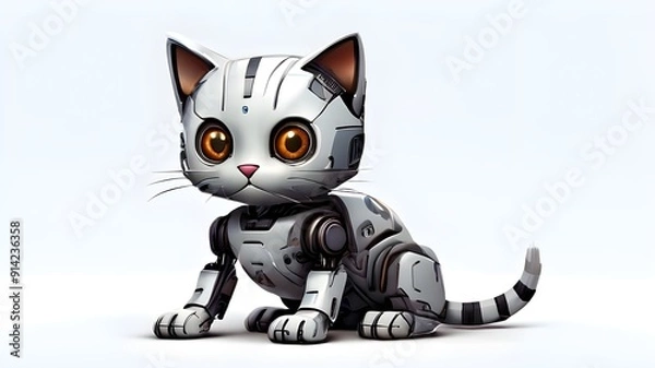 Obraz cat robot isolated on white