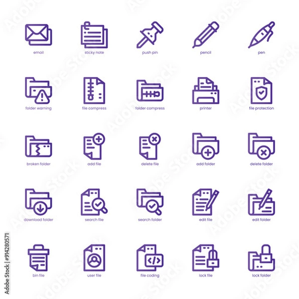 Fototapeta Document Archive icon pack for your website, mobile, presentation, and logo design. Document Archive icon basic line gradient design. Vector graphics illustration and editable stroke.