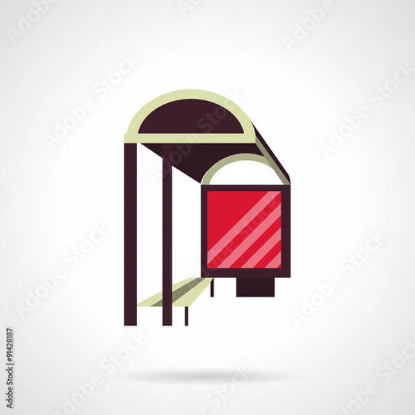 Fototapeta Bus stop with lightbox flat vector icon