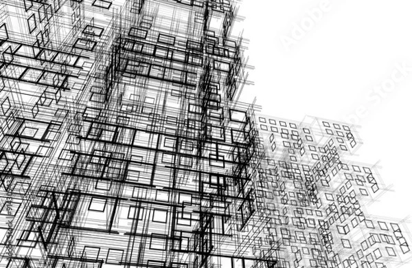 Obraz Abstract architectural drawing 3d rendering