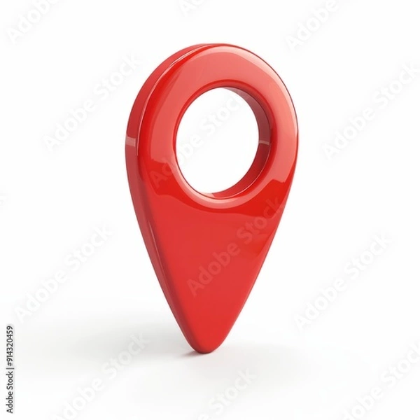 Fototapeta 3D red location pin isolated on white background. AI generative