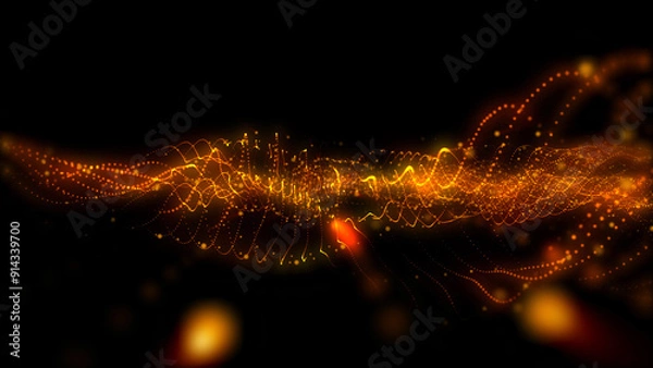 Obraz Magical waves of bright energy.High tech rainbow light ray particles and bokeh energy