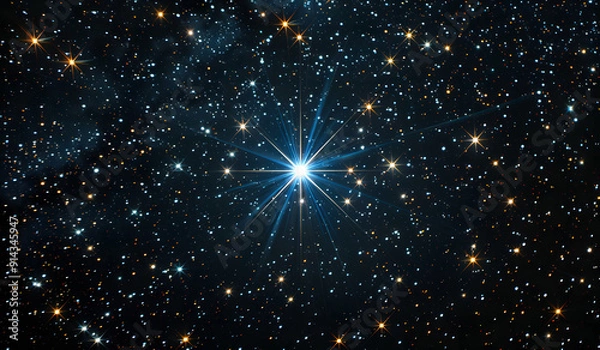 Obraz Night sky with stars sparkling on black background design