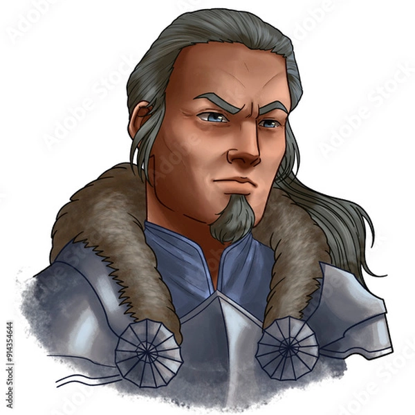 Obraz Fantasy Long Haired Old Man Knight Portrait