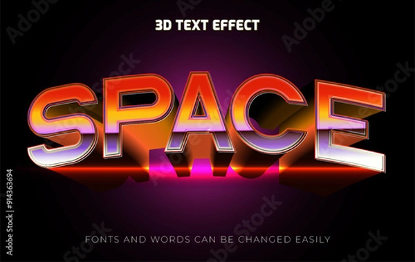 Fototapeta Retro space 3d editable text effect style