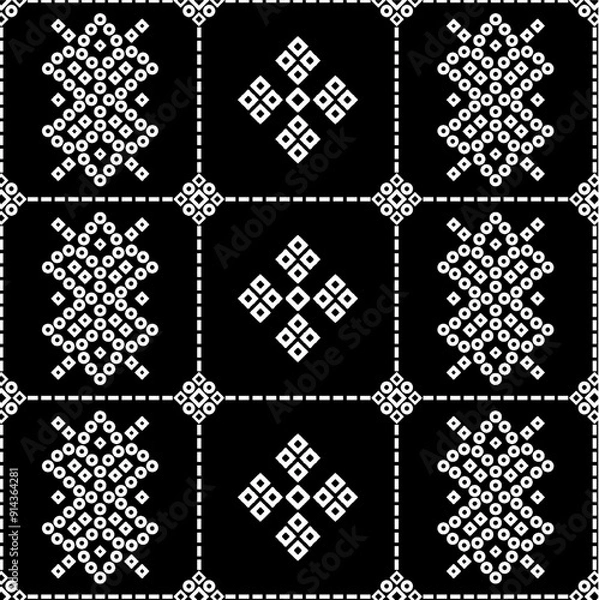 Obraz BLACK AND WHITE CHUNRI PATTERN DESIGN.