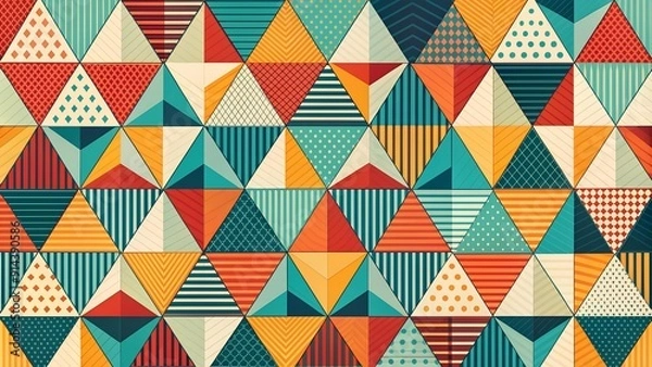 Fototapeta Geometric Harmony: A Mid-Century Abstract Vector Composition in Vibrant Hues  Generative AI