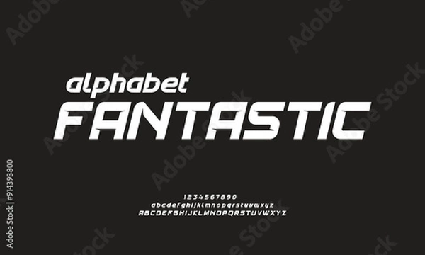 Fototapeta Fantastic is Modern Bold Font. Regular Italic Number Typography urban style alphabet fonts for fashion, sport, technology, digital, movie, logo design, vector illustration