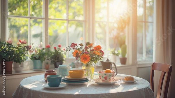 Fototapeta table setting in a restaurant