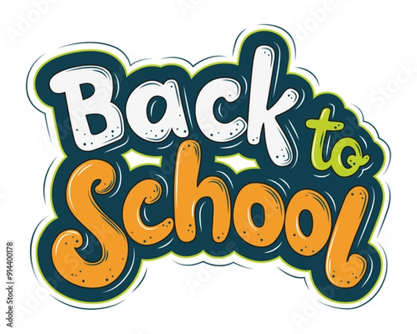 Fototapeta Back to school lettering in modern style. Vector colorful text design.