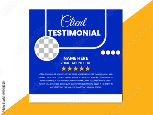 Obraz Blue and White Minimalist Client Testimonial Template 