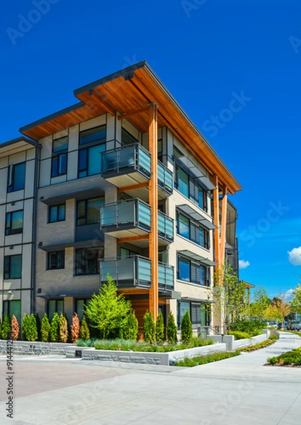 Obraz Brand new apartment building on sunny day in British Columbia, Canada.