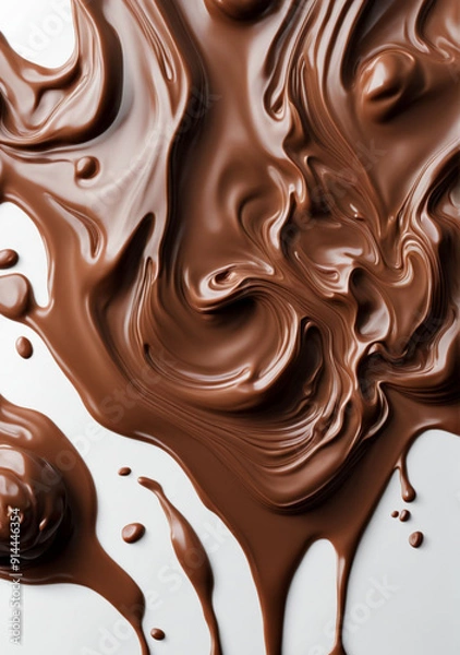 Obraz Flowing of dark melted milk chocolate