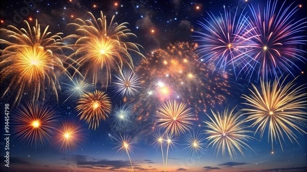 Fototapeta A Symphony of Fireworks Illuminating the Night Sky  AI Generated