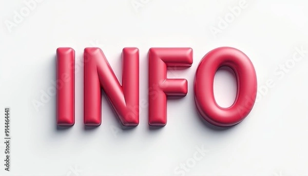 Obraz Bold red 3D 'INFO' text on white background.